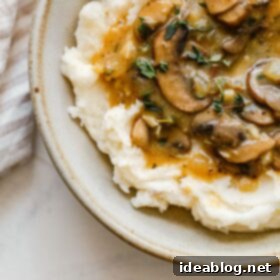 Velvety Vegan Mushroom Gravy 8 Vegetarian Mushroom Gravy on Mashed Potatoes