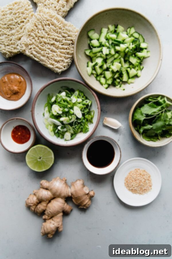 Fiery Peanut Noodles with Cool Cucumber 3 Spicy Peanut Noodle Recipe Ingredients