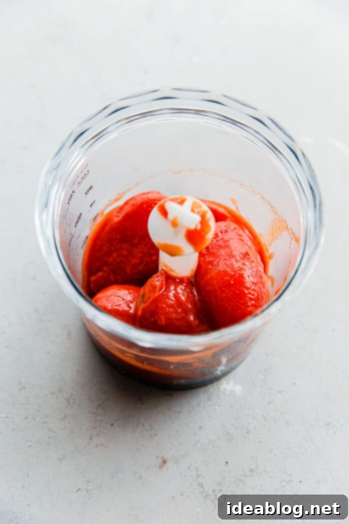 Perfect Homemade Pizza Sauce 4 Canned Tomatoes in Small Food Processor Bowl