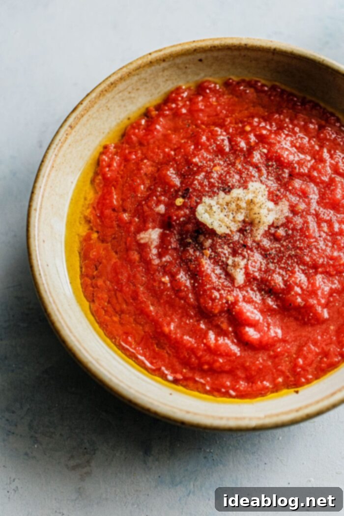 Perfect Homemade Pizza Sauce 7 Homemade Pizza Sauce with Grated Garlic on Top