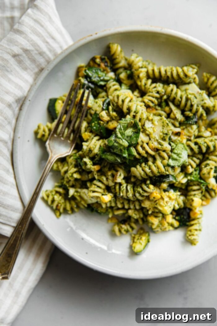 Charred Summer Vegetables Pistachio Pesto Pasta with Pecorino 14 Pistachio Pesto Pasta with Grilled Corn and Zucchini