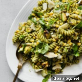 Charred Summer Vegetables Pistachio Pesto Pasta with Pecorino 15 Pistachio Pesto Pasta with Grilled Corn and Zucchini