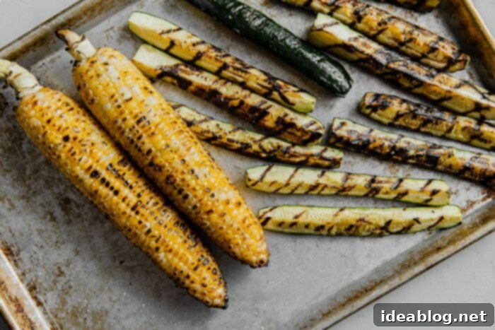 Charred Summer Vegetables Pistachio Pesto Pasta with Pecorino 4 Grilled Corn Cobs and Zucchini