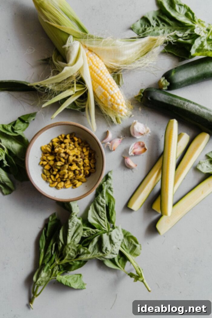 Charred Summer Vegetables Pistachio Pesto Pasta with Pecorino 6 Pistachio Pesto Pasta Ingredients