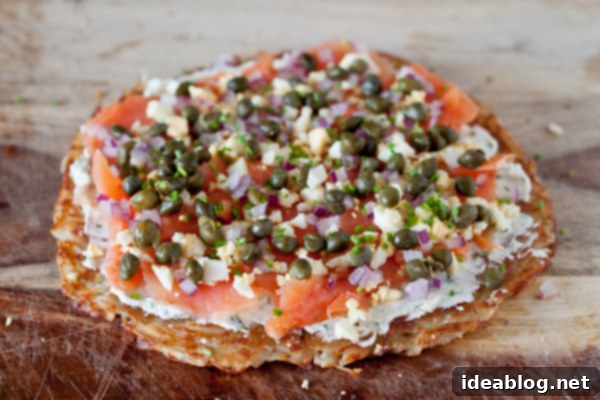 Smoked Salmon & Potato Tartine 6 Smoked Salmon Potato Tartine sliced and ready to serve
