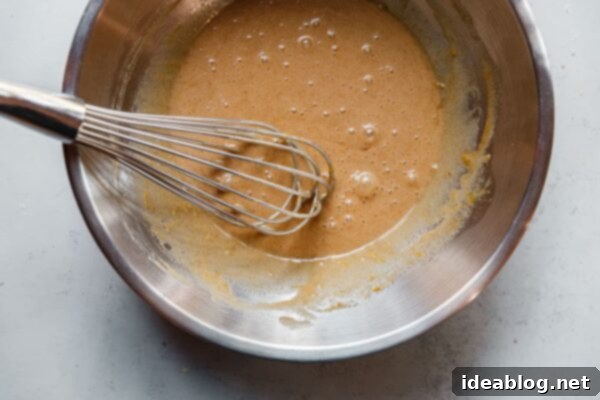 Rustic Raspberry Hazelnut Crumb Bake 24 Whisked Batter in Bowl