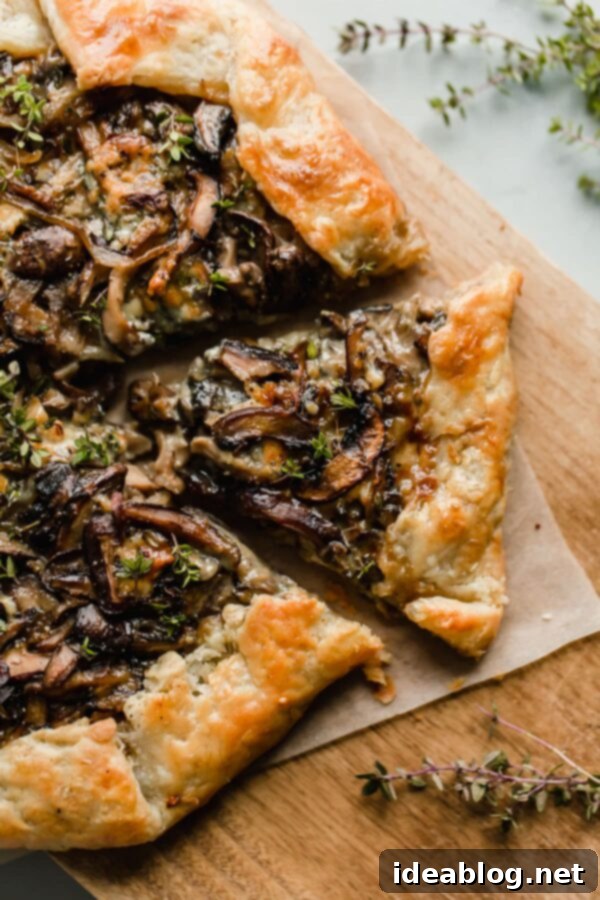 Rustic Mushroom Tart 3 Sliced Mushroom Galette, showcasing the flaky crust and rich filling