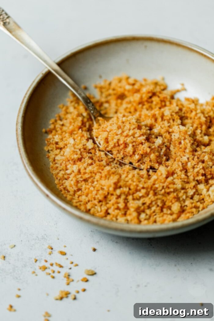 Irresistible Garlic Crunch 3 Crispy Garlic Bread Crumbs in a bowl