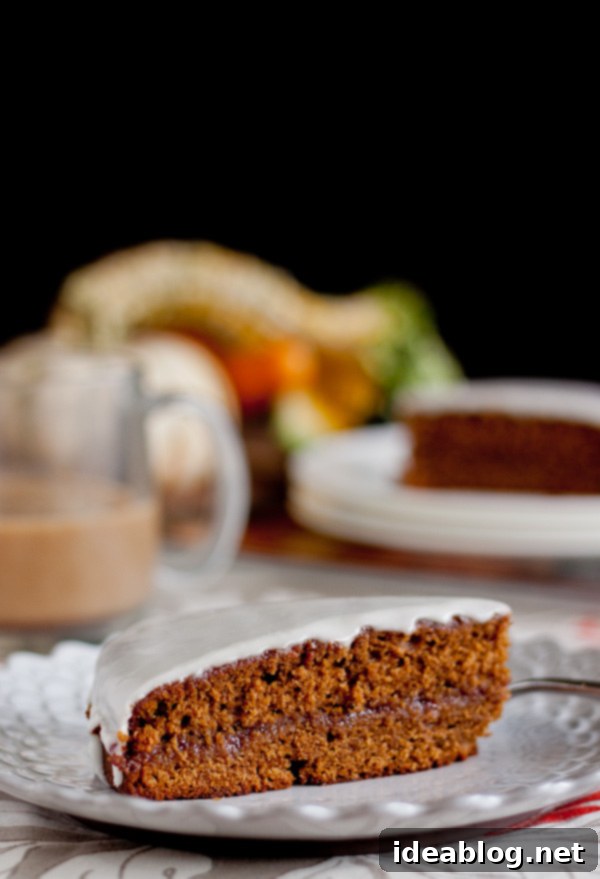 Spiced Ginger Tea Cake 2 Classic Gingerbread Tea Cake with Raspberry Jam and Lemon Glaze, perfect for autumn