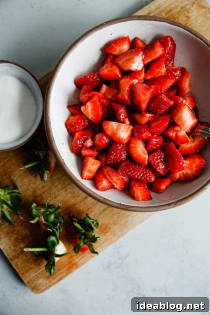 Lemon Cloud Strawberry Shortcakes 5 Macerated Strawberries in Bowl