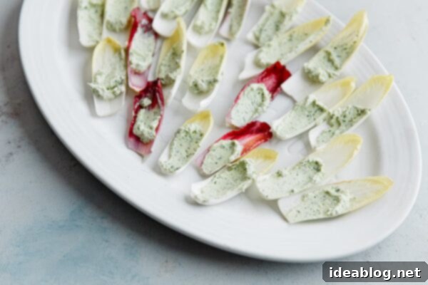 Zesty Beet and Goat Cheese Endive Boats 12 How to Make Beet Goat Cheese Endive Bites - step-by-step assembly