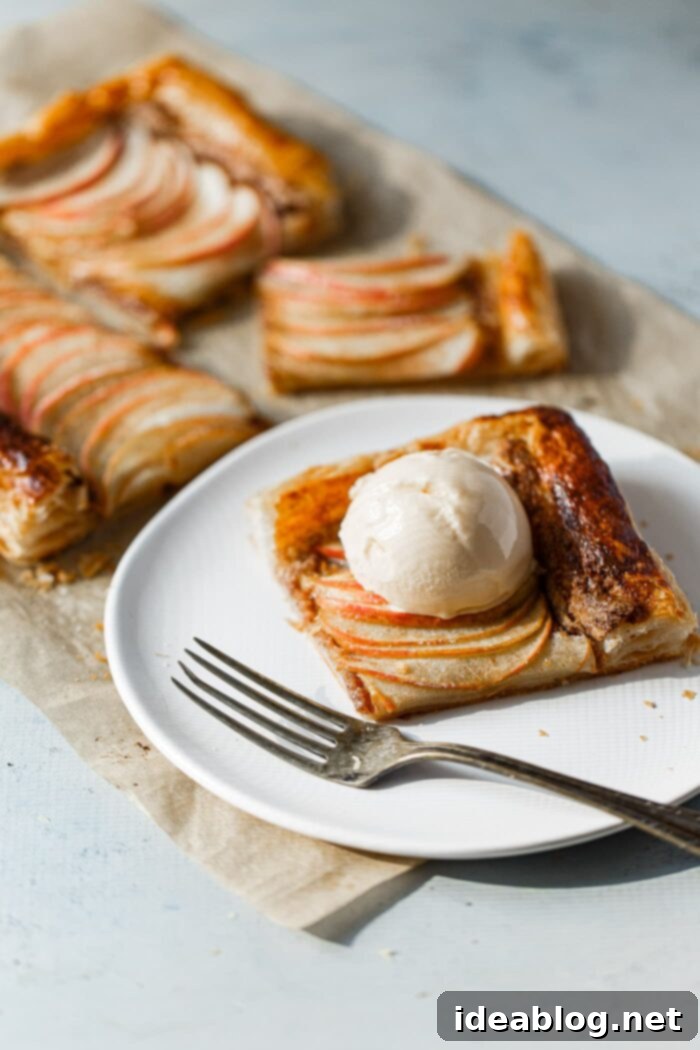 Autumn Apple Cloud Tart 15 Puff Pastry Apple Tart Slice with Ice Cream