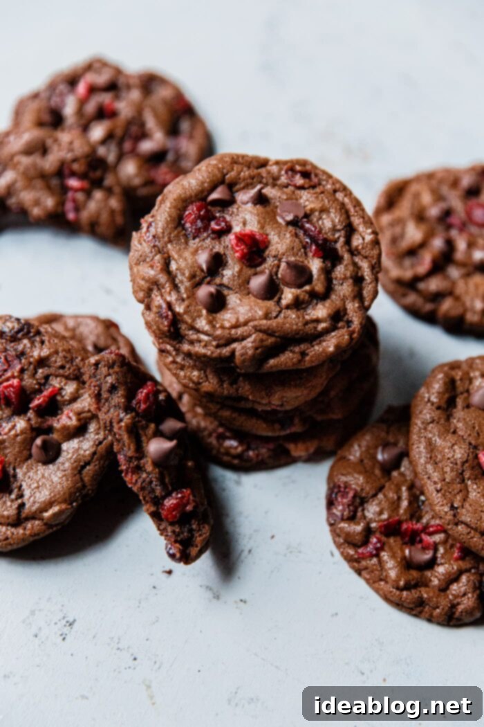 Gooey Chocolate Cranberry Delights 2 Delightfully Chewy Chocolate Cranberry Cookies with Semisweet Chips