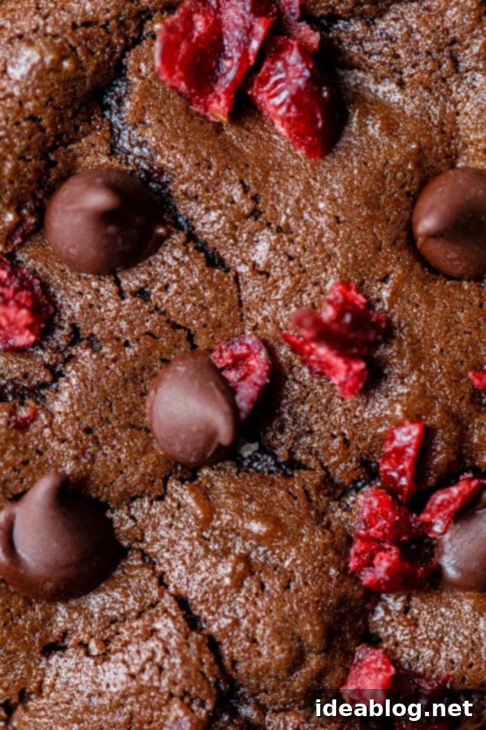 Gooey Chocolate Cranberry Delights 6 Close-up of a Chewy Chocolate Cranberry Cookie Texture