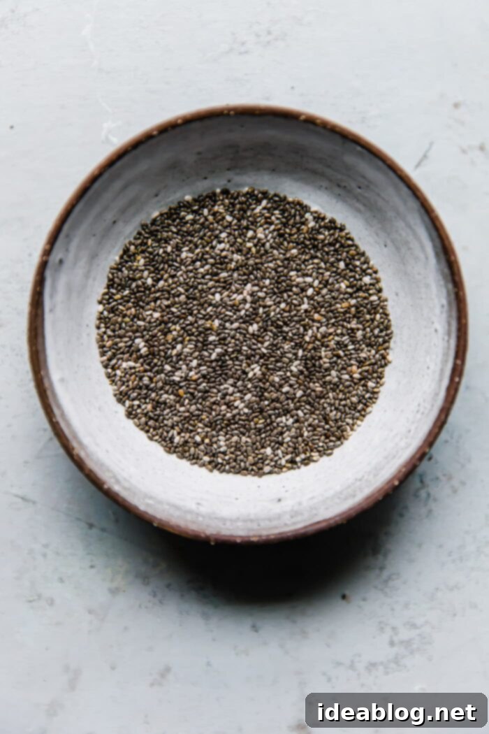 Effortless Overnight Chia Pudding 5 Close-up of chia seeds in a bowl.