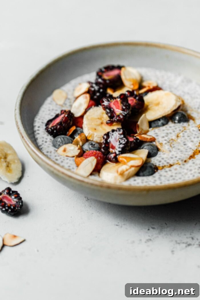 Effortless Overnight Chia Pudding 8 Delicious overnight chia pudding topped with fresh fruit and nuts.