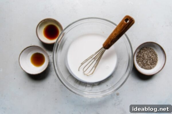 Effortless Overnight Chia Pudding 10 How to combine ingredients for overnight chia pudding.