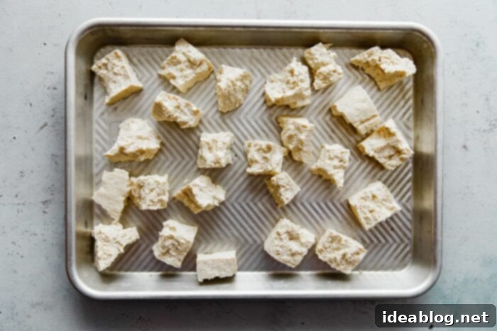 Spicy Peanut Crunch Tofu 7 Torn Tofu Pieces for Baking