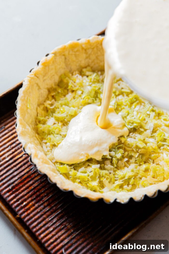 Artisan Gruyère Leek Quiche 6 Steps for How to Make Leek Quiche - Assembling the Filling