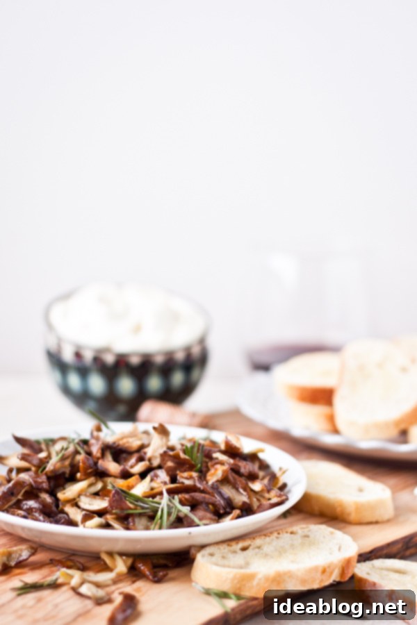 Creamy Ricotta and Savory Mushroom Crostini 4 Ingredients for Roasted Mushroom Crostini with Whipped Ricotta