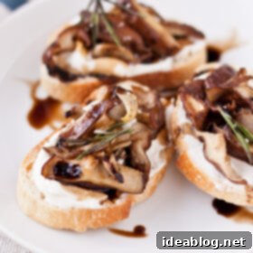 Creamy Ricotta and Savory Mushroom Crostini 8 Roasted Mushroom Crostini with Whipped Ricotta
