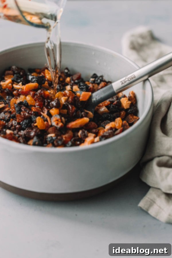 Global Grand Champion Fruit Cake 5 Rum Soaked Dried Fruit in Bowl