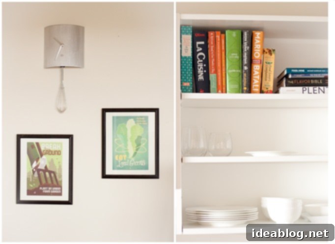Our Kitchen Unveiled 14 Open shelving showcasing cookbooks and decorative kitchen items