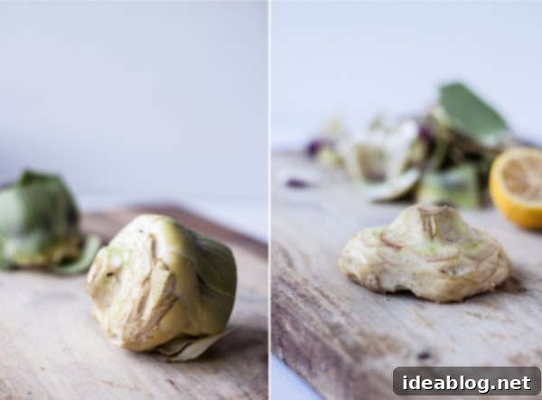 Cheesy Artichoke Gratin 5 Step-by-step guide on how to trim artichoke hearts