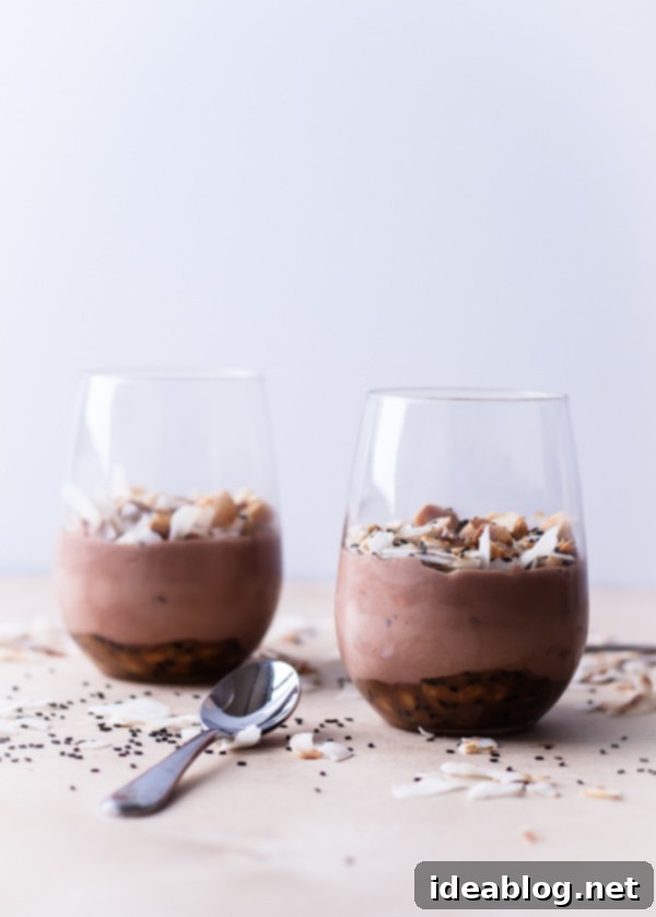 Midnight Chocolate Sundae with Black Sesame Macadamia Caramel 7 Beautifully assembled Chocolate Sundaes with black sesame and macadamia nut caramel and toasted coconut.