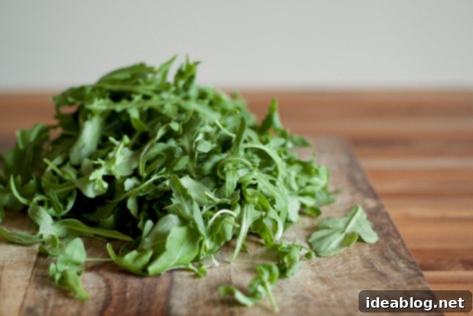 Garden Fresh Arugula Pesto 2 Baby Arugula Leaves ready for pesto preparation