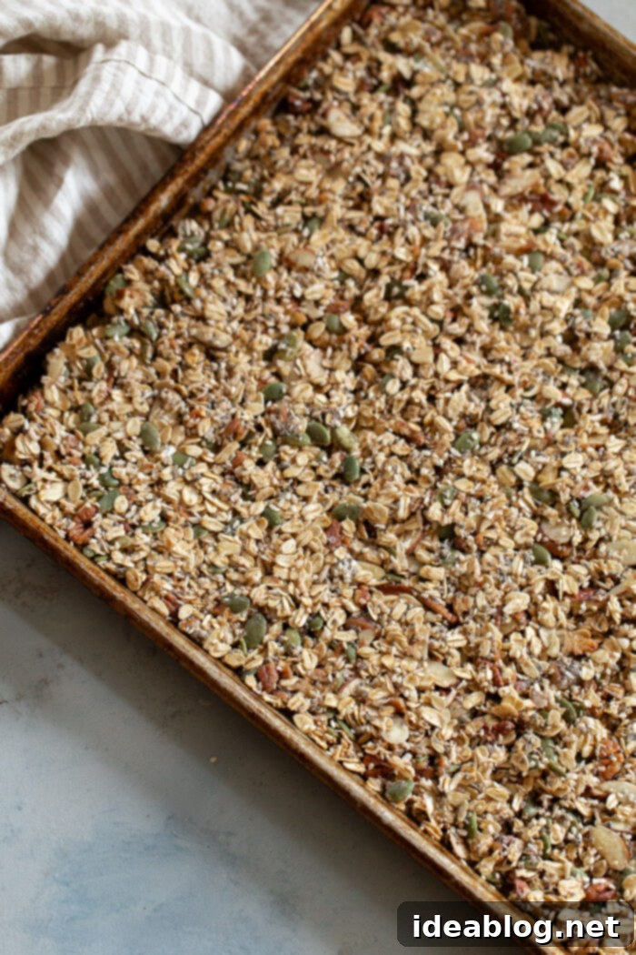Favorite Homemade Granola Recipe 9 Granola Mixture on Sheet Pan